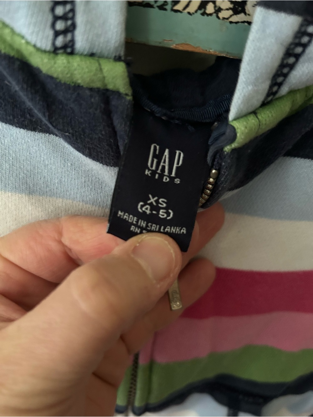 GAP Kids Striped Zip Hoodie - Pink, Green, Light Blue, Navy, White - Picture 4 of 6